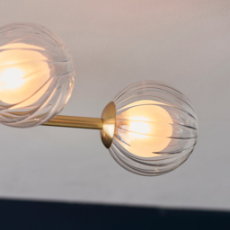 Merano Rome 6 Light Glass Satin Brass Plate Semi Flush Ceiling Light - Size: 120.5 x 60 x 23cm - Brown - Wilko - thumbnail 6