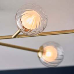Merano Rome 6 Light Glass Satin Brass Plate Semi Flush Ceiling Light - Size: 120.5 x 60 x 23cm - Brown - Wilko - thumbnail 5