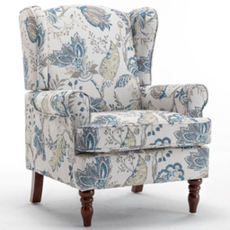 Furniture One Blue High Wingback Fireside Armchair - Size: Single - Wilko - thumbnail 3