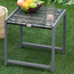 Outsunny Grey Rattan End Side Table - Size: 50 x 49.5 x 50cm - Wilko