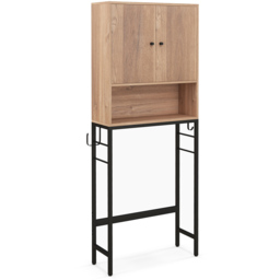 Costway 2 Door Single Shelf Natural Over The Toilet Storage Cabinet - Size: 63 x 23 x 165.5cm - n/a - Wilko - thumbnail 3