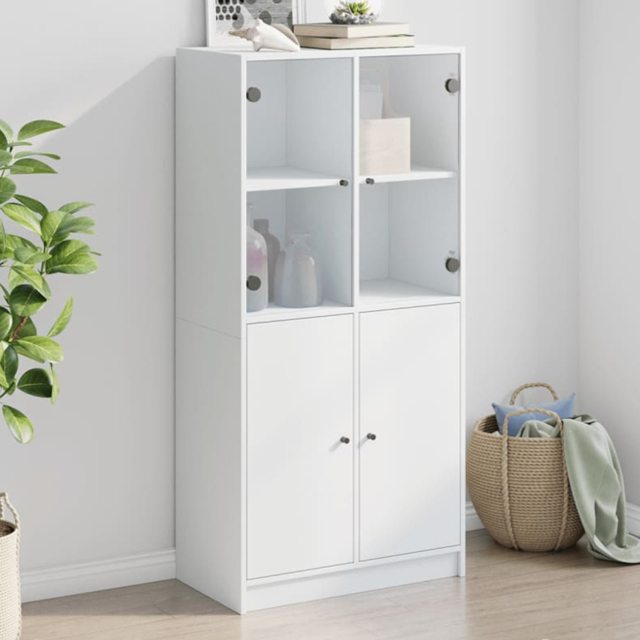 vidaXL 4 Door White Glass Highboard - Size: 142 x 37 x 68cm - Wilko - image 1
