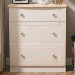 Crowndale Sussex 3 Drawer Kashmir Ash and Bardolino Oak Deep Chest of Drawers Ready Assembled - Kashmir Ash & Bardolino Oak - Wilko - thumbnail 1