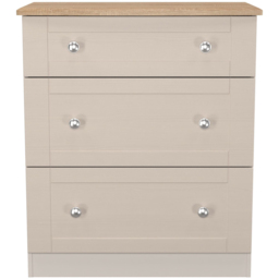 Crowndale Sussex 3 Drawer Kashmir Ash and Bardolino Oak Deep Chest of Drawers Ready Assembled - Kashmir Ash & Bardolino Oak - Wilko - thumbnail 3