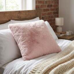 Divante Blush Rabbit Faux Fur Cushion 55cm - Size: 55 x 55cm - Wilko - thumbnail 5