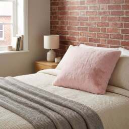 Divante Blush Rabbit Faux Fur Cushion 55cm - Size: 55 x 55cm - Wilko - thumbnail 3
