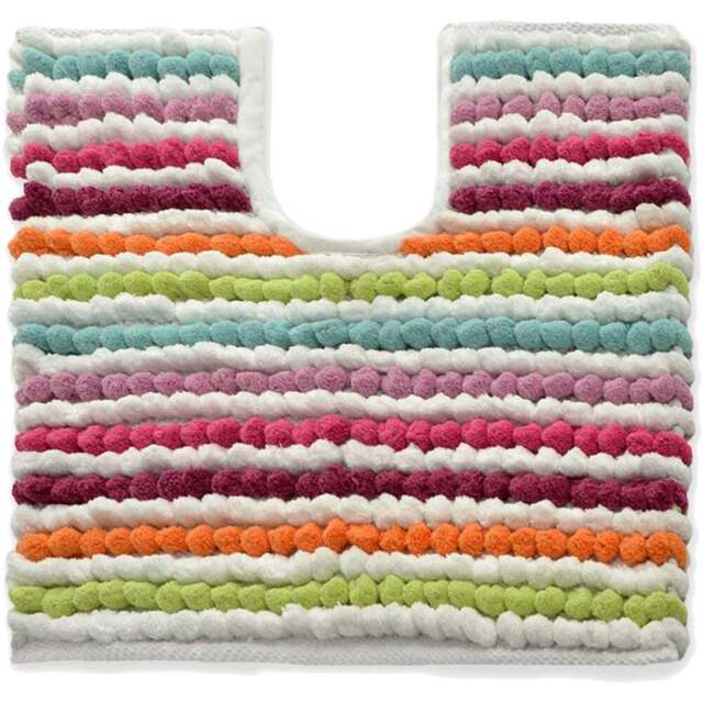 Allure Bath Fashions California Multi Bright Striped Chunky Bobble Pedestal Toilet Mat 50 x 50cm - Wilko - image 1