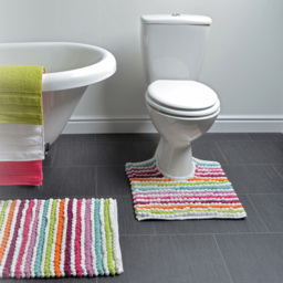 Allure Bath Fashions California Multi Bright Striped Chunky Bobble Pedestal Toilet Mat 50 x 50cm - Wilko - thumbnail 3