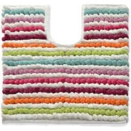 Allure Bath Fashions California Multi Bright Striped Chunky Bobble Pedestal Toilet Mat 50 x 50cm - Wilko - thumbnail 1