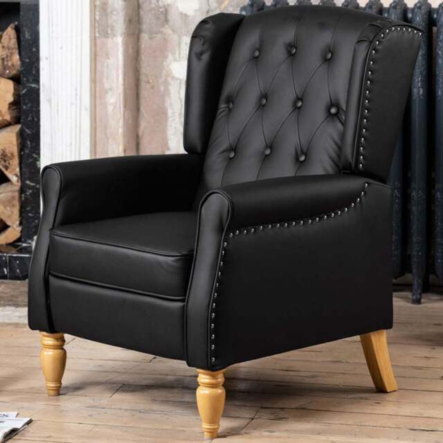 Artemis Home Galena Black Manual Recliner Chair - Size: Single - Wilko - image 1