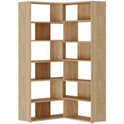 Decortie Molly No.4 12 Shelf Oak Tall Corner Bookcase - Cream - Wilko - thumbnail 3