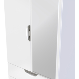 Crowndale Camden 2 Door 2 Drawer White Gloss and White Mirrored Wardrobe Ready Assembled - White Gloss & White - Wilko - thumbnail 7