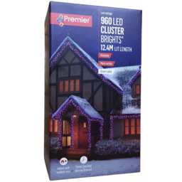 Premier ClusterBrights 960 Rainbow LED Christmas Cluster Light 12.4m - Size: 5 x 1240 x 5cm - Multi Coloured - Wilko - thumbnail 3
