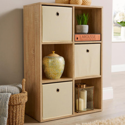 Home Source 6 Cube Oak Storage Bookcase - Size: 6 Shelf - Brown - Wilko
