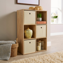 Home Source 6 Cube Oak Storage Bookcase - Size: 6 Shelf - Brown - Wilko - thumbnail 4