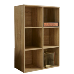Home Source 6 Cube Oak Storage Bookcase - Size: 6 Shelf - Brown - Wilko - thumbnail 3