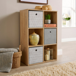 Home Source 6 Cube Oak Storage Bookcase - Size: 6 Shelf - Brown - Wilko - thumbnail 6