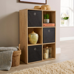 Home Source 6 Cube Oak Storage Bookcase - Size: 6 Shelf - Brown - Wilko - thumbnail 5