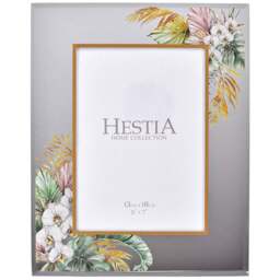Premier Housewares Hestia Oasis Print Photo Frame 5 x 7 Inch - Size: 7 x 5 Inch - Silver - Hestia Home - Wilko