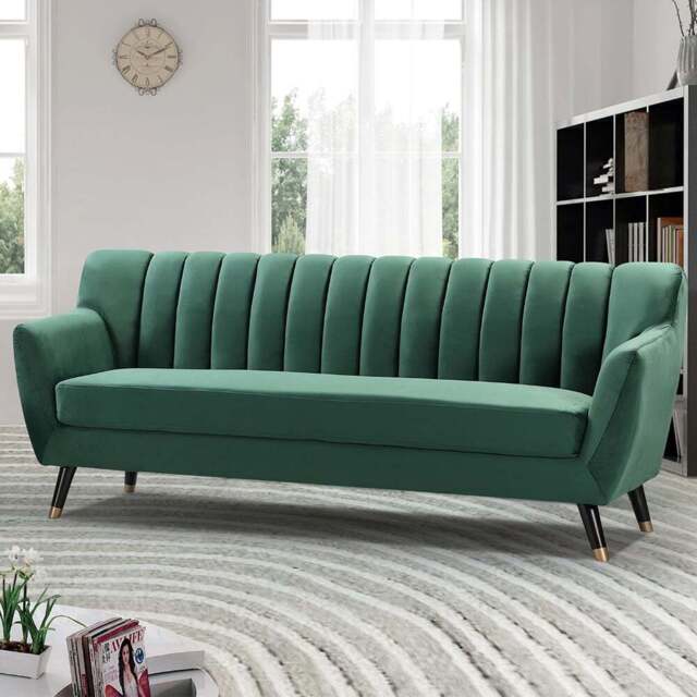 Morgan 3 Seater Green Plush Velvet Sofa - Artemis Home - Wilko - image 1