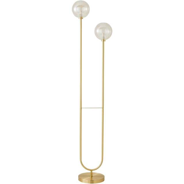 ValueLights Chessy 2 Way Ribbed Glass Gold Stem LED Floor Lamp - Size: 153 x 32 x 23cm - Wilko - image 1