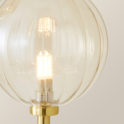 ValueLights Chessy 2 Way Ribbed Glass Gold Stem LED Floor Lamp - Size: 153 x 32 x 23cm - Wilko - thumbnail 4
