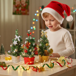 Living and Home 3 Piece Freestanding Tabletop Artificial Christmas Tree - Size: 20 x 12 x 12cm - Multi - Wilko - thumbnail 3
