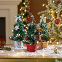 Living and Home 3 Piece Freestanding Tabletop Artificial Christmas Tree - Size: 20 x 12 x 12cm - Multi - Wilko - thumbnail 7