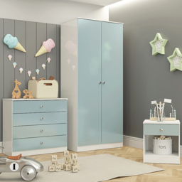 Seconique Denver 3 Piece White and Blue Gloss Furniture Set - White/Blue Gloss - Wilko - thumbnail 1