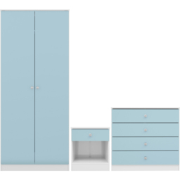 Seconique Denver 3 Piece White and Blue Gloss Furniture Set - White/Blue Gloss - Wilko - thumbnail 3