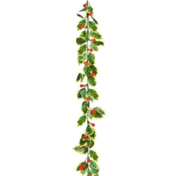 Samuel Alexander 40 Red LED Light Up Holly Christmas Garland with Red Berries 280cm - Size: 10 x 780 x 10cm - Wilko