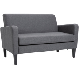 Portland 2 Seater Grey Linen Curved Loveseat Sofa - Wilko - thumbnail 3