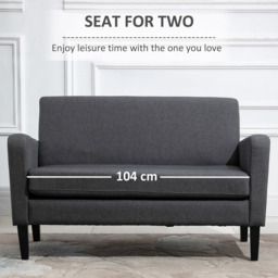 Portland 2 Seater Grey Linen Curved Loveseat Sofa - Wilko - thumbnail 7