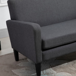 Portland 2 Seater Grey Linen Curved Loveseat Sofa - Wilko - thumbnail 4