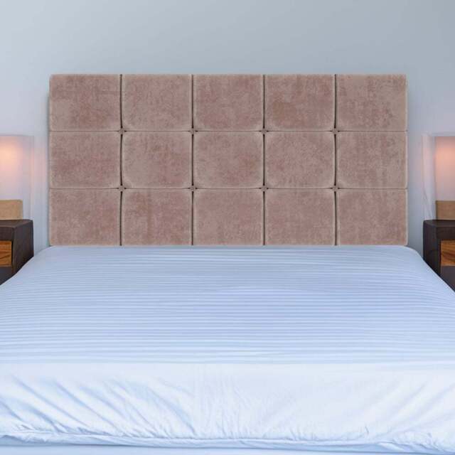 Bedmaster Small Double Mink Naples Velvet Pearl Squared Headboard - Brown - Wilko - image 1