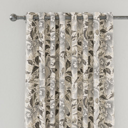 V&A Ornamental Bloom Linen and Grey Lined Blackout Pencil Pleat Curtains 168 x 229cm - Size: W 168 x D 228cm - Linen & Grey - Wilko - thumbnail 3