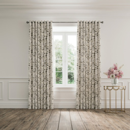 V&A Ornamental Bloom Linen and Grey Lined Blackout Pencil Pleat Curtains 168 x 229cm - Size: W 168 x D 228cm - Linen & Grey - Wilko - thumbnail 5