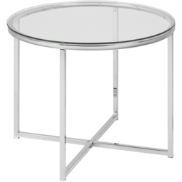 Florence Cross Round Glass Top Metal Side Table - Silver - Furniture To Go - Wilko - thumbnail 3