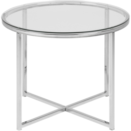 Florence Cross Round Glass Top Metal Side Table - Silver - Furniture To Go - Wilko - thumbnail 4