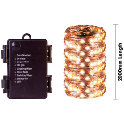 St Helens Battery Copper Wire Lights 20m - White - Wilko - thumbnail 6