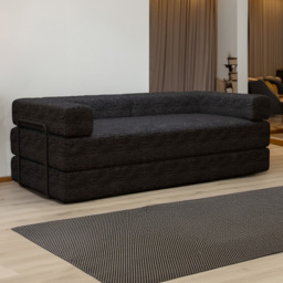 Sliding Wardrobes 4U 3 Seater Black Larry Fabric Sofa Bed - Wilko