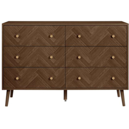 Herringford 6 Drawer Walnut Chevron Chest of Drawers - Brown - Birlea - Wilko - thumbnail 4