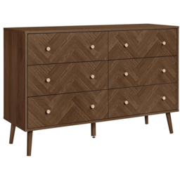 Herringford 6 Drawer Walnut Chevron Chest of Drawers - Brown - Birlea - Wilko - thumbnail 3