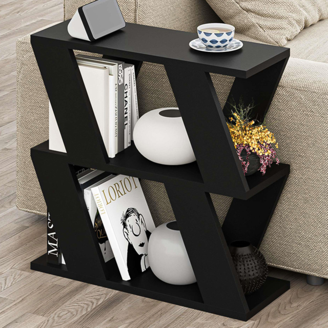Decortie Lazena 2 Shelf Bute Black Modern Side End Table - Size: 55.4 x 60 x 21.2cm - Wilko - image 1