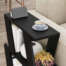 Decortie Lazena 2 Shelf Bute Black Modern Side End Table - Size: 55.4 x 60 x 21.2cm - Wilko - thumbnail 6