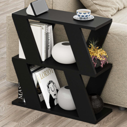 Decortie Lazena 2 Shelf Bute Black Modern Side End Table - Size: 55.4 x 60 x 21.2cm - Wilko