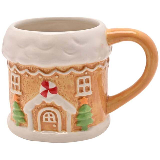 The Seasonal Gift Co. Santa & Friends Gingerbread House Ceramic Mug - Size: 9 x 12.5 x 8.5cm - Brown - Wilko - image 1