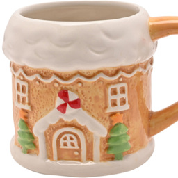 The Seasonal Gift Co. Santa & Friends Gingerbread House Ceramic Mug - Size: 9 x 12.5 x 8.5cm - Brown - Wilko - thumbnail 3