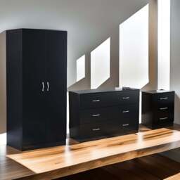 VIDA DESIGNS Riano Black 3 Piece Narrow Bedroom Furniture Set - Wilko