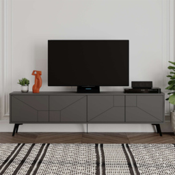Decortie Dune Anthracite TV Stand with 4 Doors - Grey - Wilko - thumbnail 6